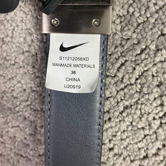 Nike Reversible Golf Belt Men's Size 36 Black Gray Faux Synthetic Leather - Picture 2 of 9